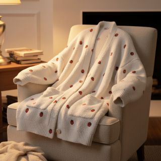 Stofă palton TEDDY EMBROIDERY Strawberries off white