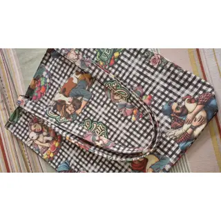 Țesătură decorativă Vegan black check digital print
