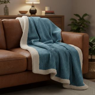 Catifea raiată Cofur fleece petrol