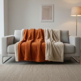 Catifea raiată Cofur fleece brick