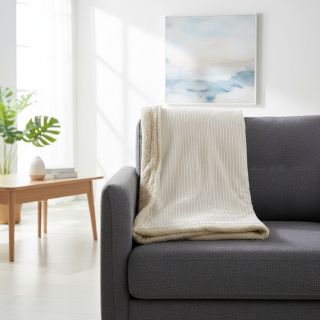 Catifea raiată Cofur fleece off white