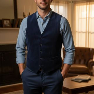 Catifea raiată 6W WASHED STRETCH navy