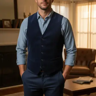 Catifea raiată 6W WASHED STRETCH navy