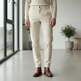 Catifea raiată 6W WASHED STRETCH off white