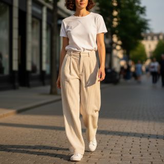 Catifea raiată 6W WASHED STRETCH off white