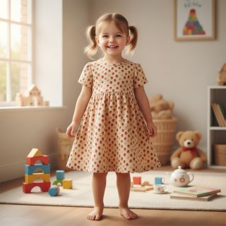 Catifea raiată STRETCH Little strawberries sand