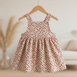 Catifea raiată STRETCH Little strawberries light sand