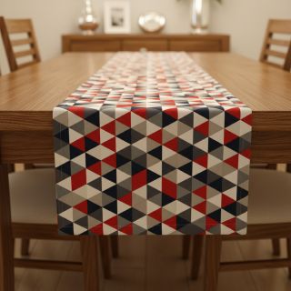 Țesătură decorativă Linenlook Big triangle red