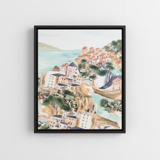 Țesătură decorativă Houses ecru digital print