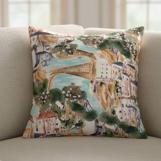 Țesătură decorativă Houses ecru digital print