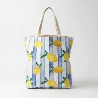 Țesătură decorativă Lemons blue digital print