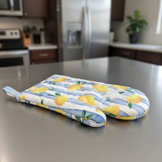 Țesătură decorativă Lemons blue digital print