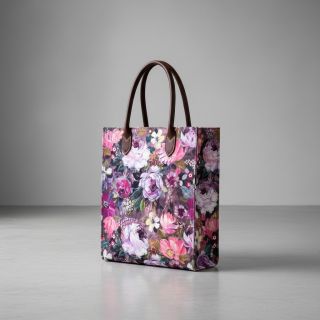 Țesătură decorativă Oil painting flowers mauve digital print