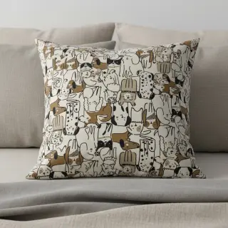 Țesătură decorativă Linenlook Dogs natural