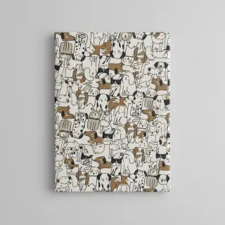 Țesătură decorativă Linenlook Dogs natural