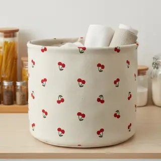 Țesătură decorativă Linenlook Cherries natural