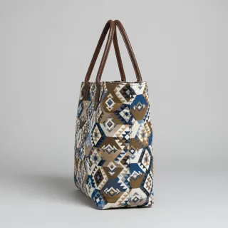 Țesătură decorativă jacquard Kilim cobalt havane