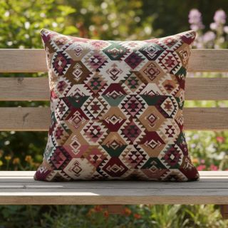 Țesătură decorativă jacquard Kilim fuchsia vert