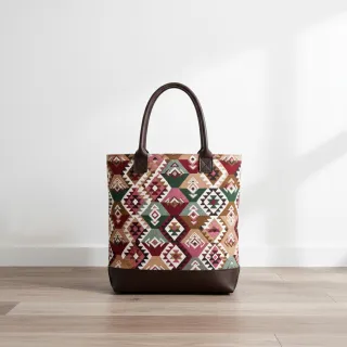 Țesătură decorativă jacquard Kilim fuchsia vert