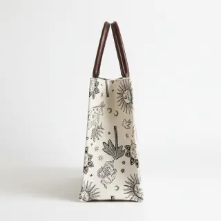 Țesătură decorativă jacquard Pygmalion ecru noir