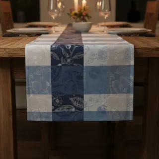 Țesătură decorativă FRENCH TABLE CLOTH JACQUARD Cabosse allover indigo