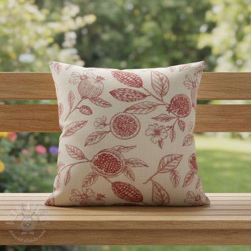 Țesătură decorativă RUSTIC VINTAGE PRINT Granata groseille