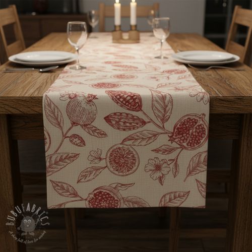 Țesătură decorativă RUSTIC VINTAGE PRINT Granata groseille