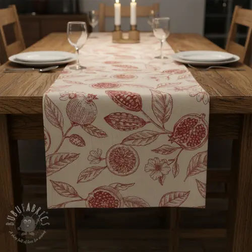 Țesătură decorativă RUSTIC VINTAGE PRINT Granata groseille