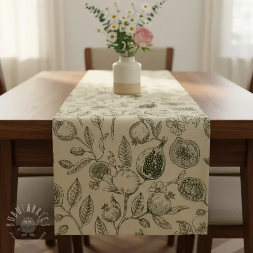 Țesătură decorativă RUSTIC VINTAGE PRINT Granata kaki