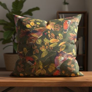 Țesătură decorativă VELVET Pheasant Forest Leaf