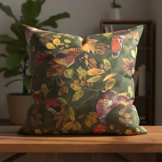Țesătură decorativă VELVET Pheasant Forest Leaf