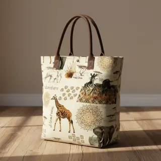 Țesătură decorativă premium Linenlook Wildlife Safari Trip digital print