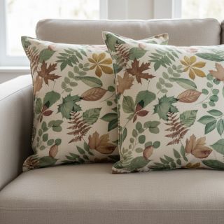 Țesătură decorativă premium Linenlook Coloured Leaf Mix digital print