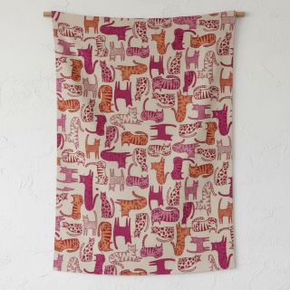 Țesătură decorativă Linenlook Cat Wildlife Art pink