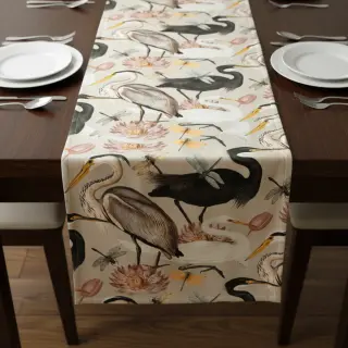 Țesătură decorativă VELVET Heron bird camel