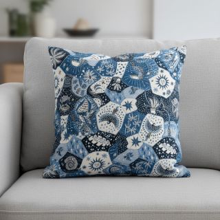 Țesătură decorativă jacquard Tucan allover bleu