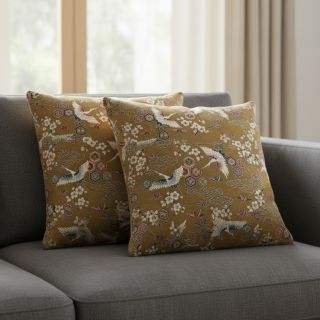 Țesătură decorativă jacquard Grues or