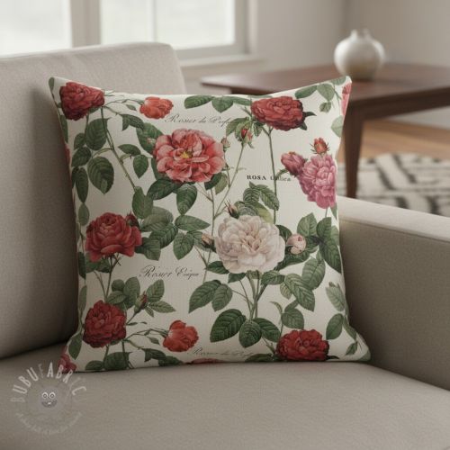 Țesătură decorativă Linenlook premium Vintage Rose Garden digital print