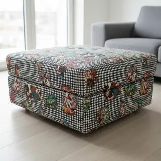 Țesătură decorativă Vegan black check digital print