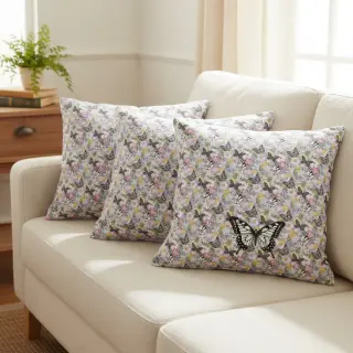 Țesătură decorativă Genoveva butterfly lila digital print