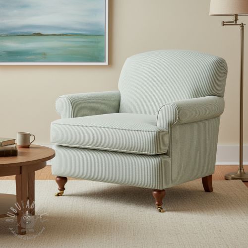 Țesătură decorativă DOBBY Colored stripe soft green