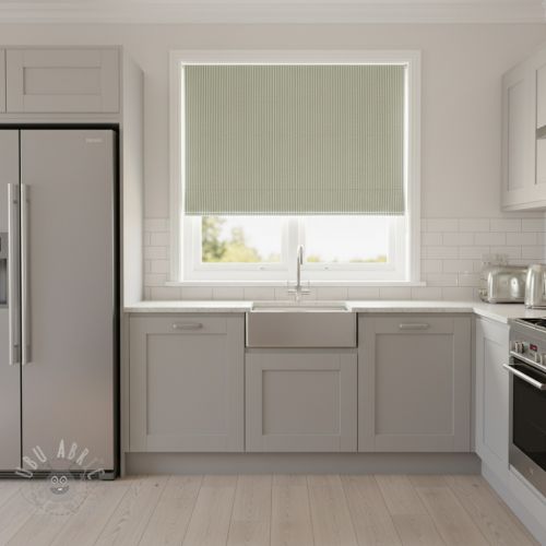 Țesătură decorativă DOBBY Colored stripe soft green