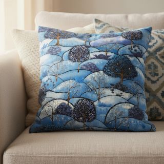 Țesătură decorativă Forest hill winter digital print