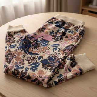 Jerse trening Flowers Mici ecru digital print