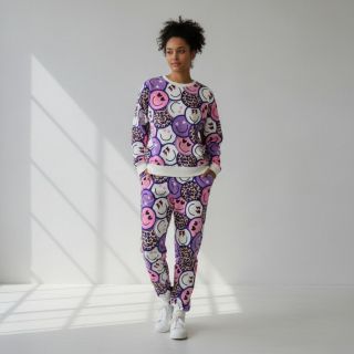 Jerse trening Happy faces purple digital print