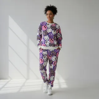 Jerse trening Happy faces purple digital print