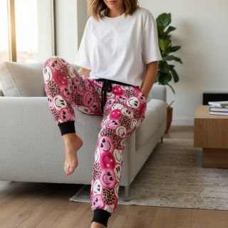 Jerse trening Happy faces pink digital print