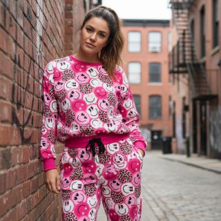 Jerse trening Happy faces pink digital print