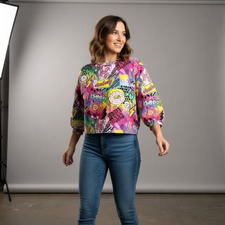 Jerse trening Manga fuchsia digital print