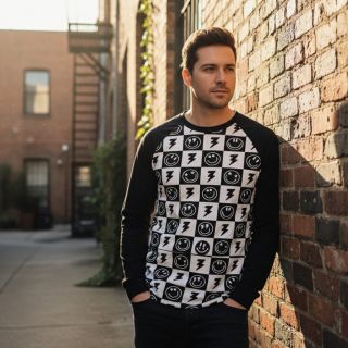 Tricot Happy faces square black digital print